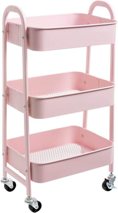 Rollwagen Metall 3-Etagen Servierwagen Organizer mit Rädern