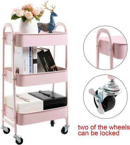 Rollwagen Metall 3-Etagen Räder Wohnzimmer Schlafzimmer Make-up Badezimmer Büro