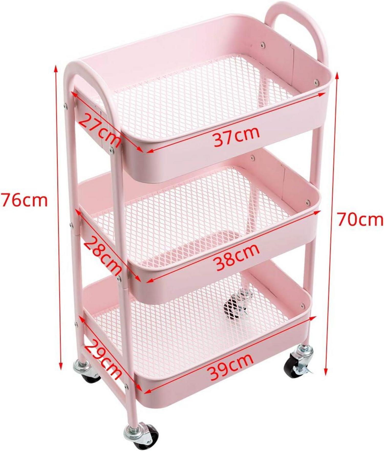 Rollwagen Metall 3 Etagen Aufbewahrungswagen Servierwagen Organizer