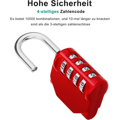 Zahlenschloss Spind Vorhängeschloss 4-stellig Wetterfest Rot