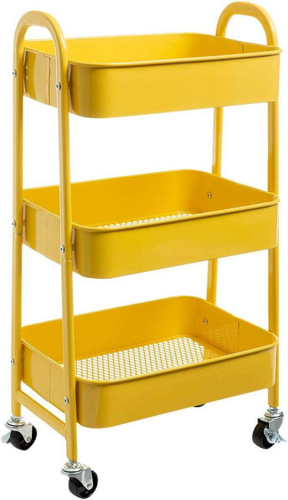 Aufbewahrungswagen Metall 3-Etagen Utility Cart Rollwagen Gelb