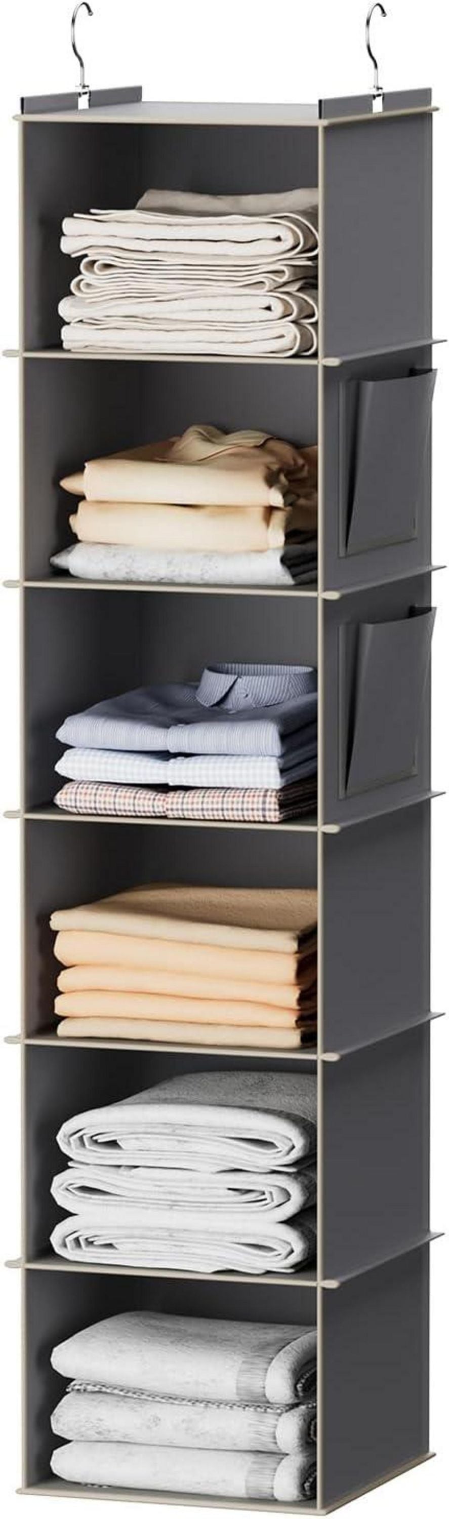 Hängeregal Schrankorganizer 6 Fächer MDF Bambus Grau