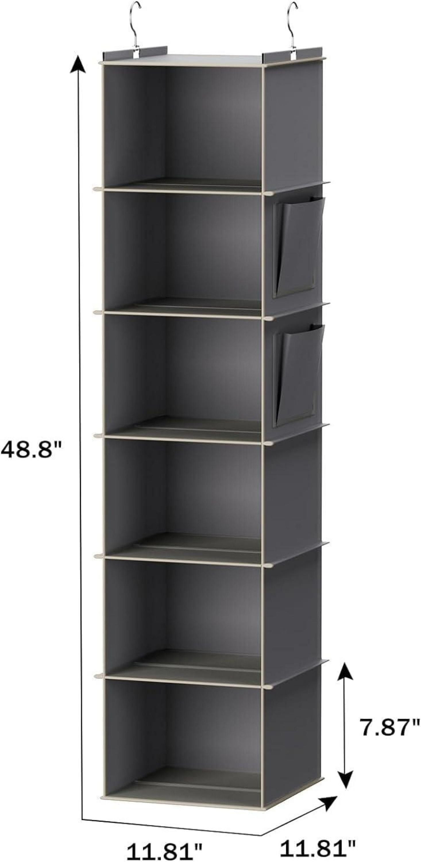 Hängeregal Schrankorganizer 6 Fächer MDF Bambus Grau
