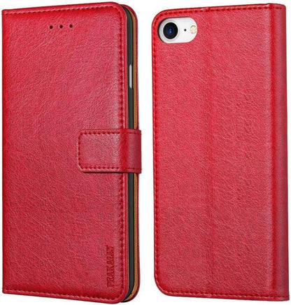 Leder Flip Case iPhone SE 2022 5G/SE 2020 Klapphülle Rot