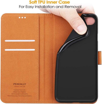 Handyhülle iPhone SE 2022 5G Premium Leder Flip Schutzhülle Rot