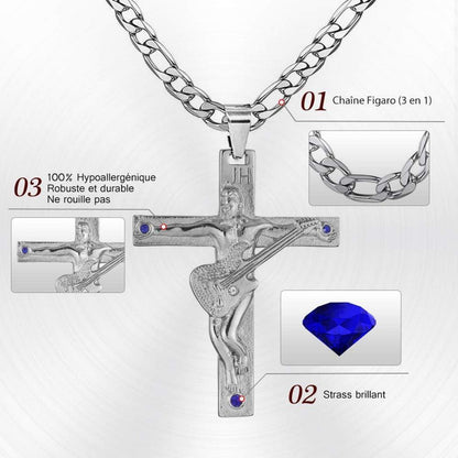 Johnny Hallyday Kreuz Anhänger Halskette Musik Geschenk