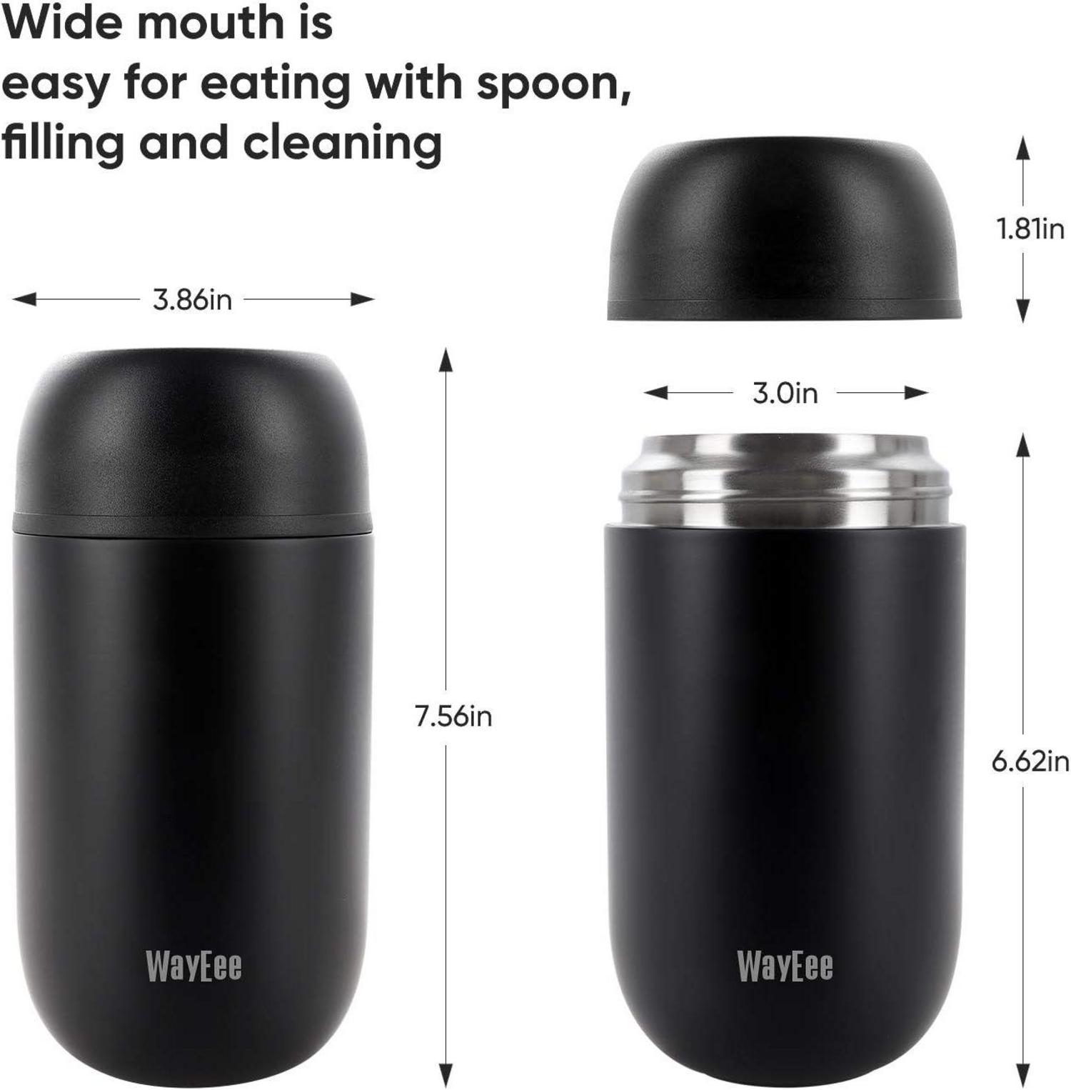Thermobehälter Edelstahl Warmhaltebox Löffel 710ml Schwarz