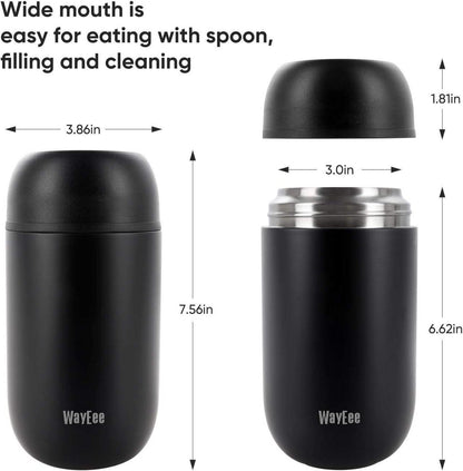 Thermobehälter Edelstahl Warmhaltebox Löffel 710ml Schwarz