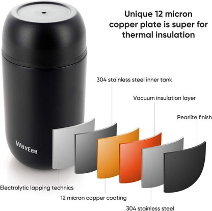Thermobehälter Essen 710ml Edelstahl mit Löffel und Luftventil