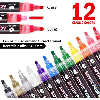 Acrylstifte Set 12 Farben – Wasserfest für Stein, Leinwand & mehr