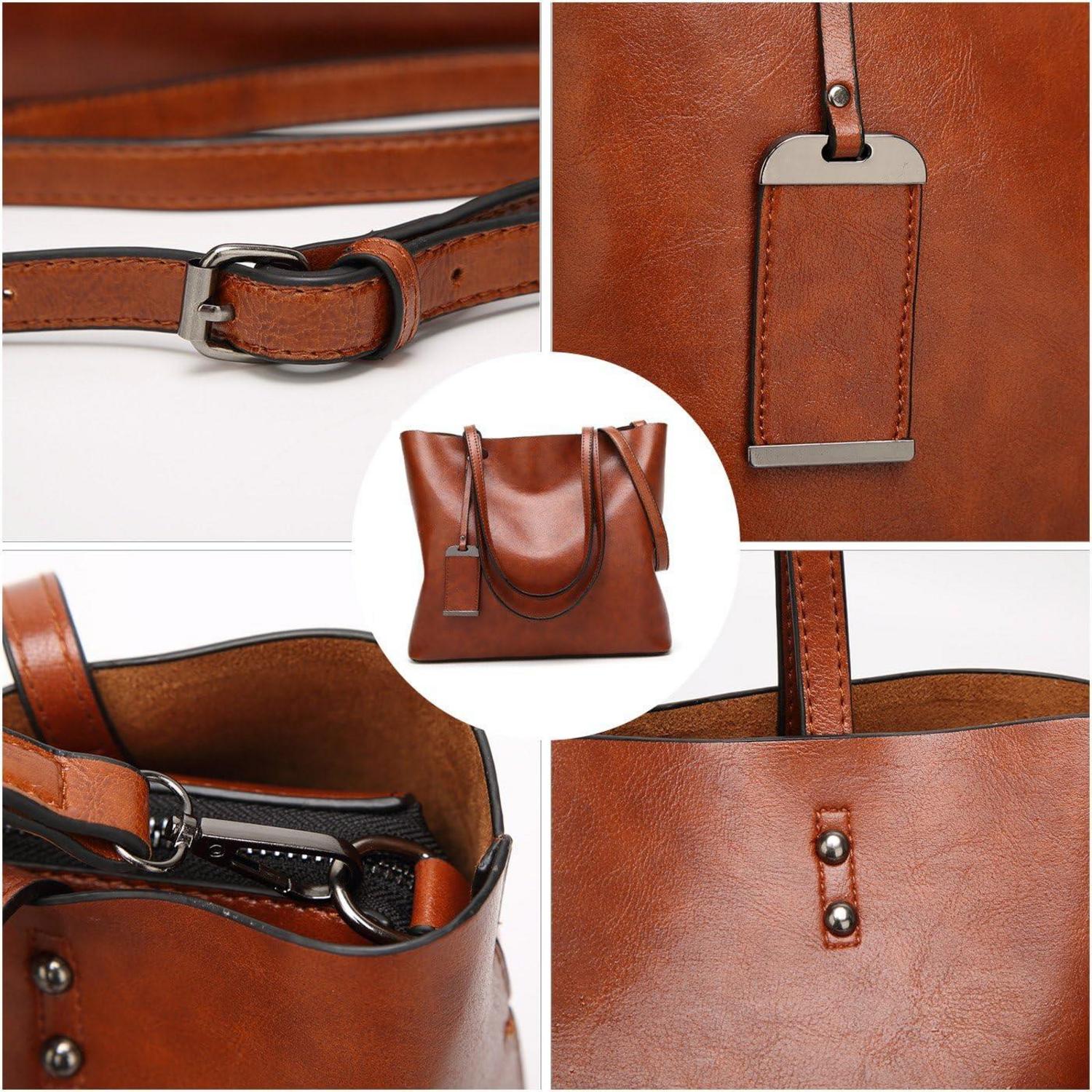 Damen PU-Leder Shopper Handtasche Schultertasche Umhängetasche Blau