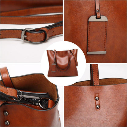 Damen PU-Leder Shopper Handtasche Schultertasche Umhängetasche Blau