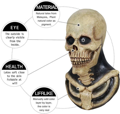 Schädel Skelett Knochen Bruststück Halloween Maske Horror Latex Gummi