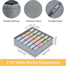 Socken- und Unterwäsche Aufbewahrungsboxen, 24 Zellen, Grau