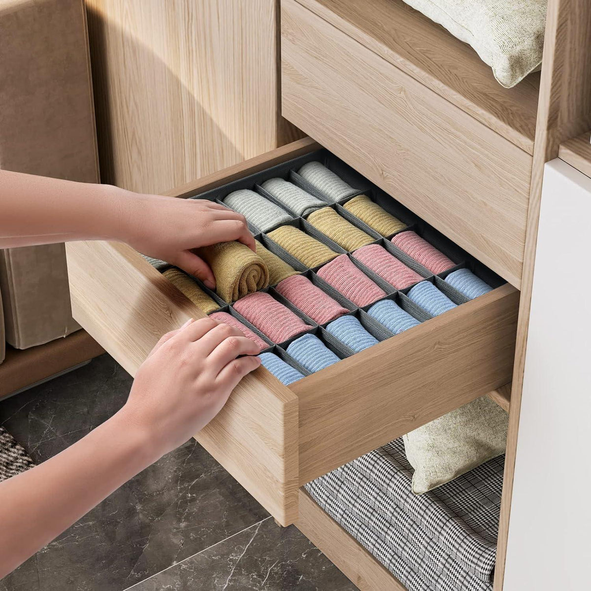 24-Zellen Aufbewahrungsboxen für Socken und Unterwäsche, Faltbar
