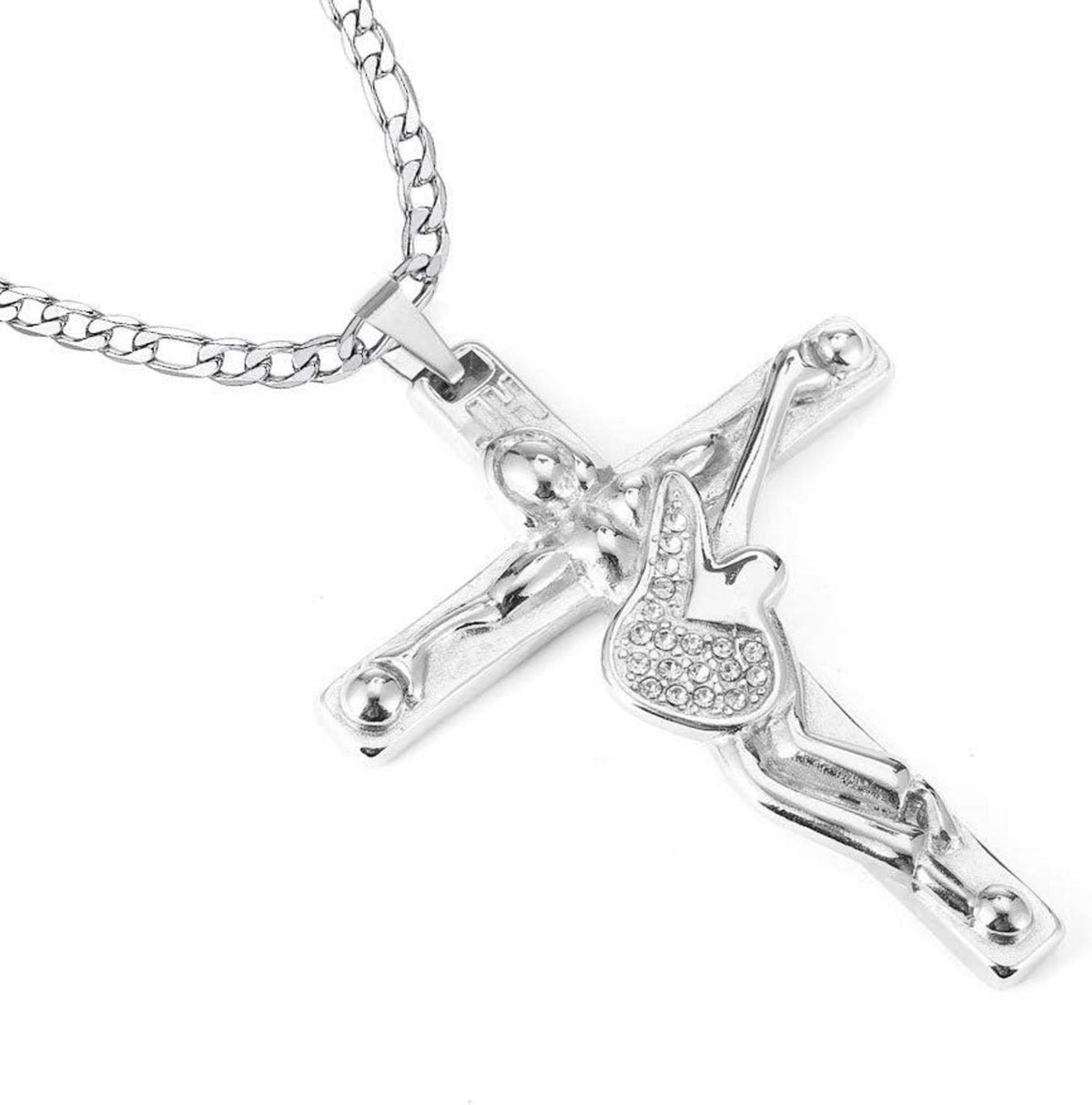 Johnny Hallyday Kreuz Anhänger Halskette Rocker Gitarre Silber