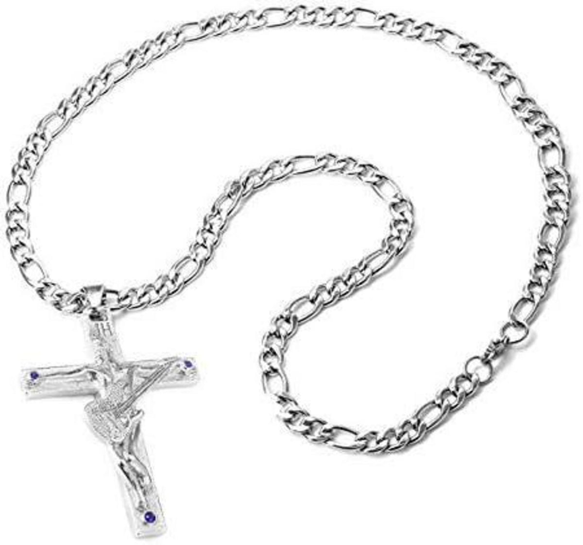 Johnny Hallyday Kreuz Halskette Gitarre Rocker Silber 60cm