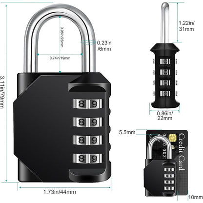 Vorhängeschloss Zahlencode 4 Stellig 2er Set Schwarz