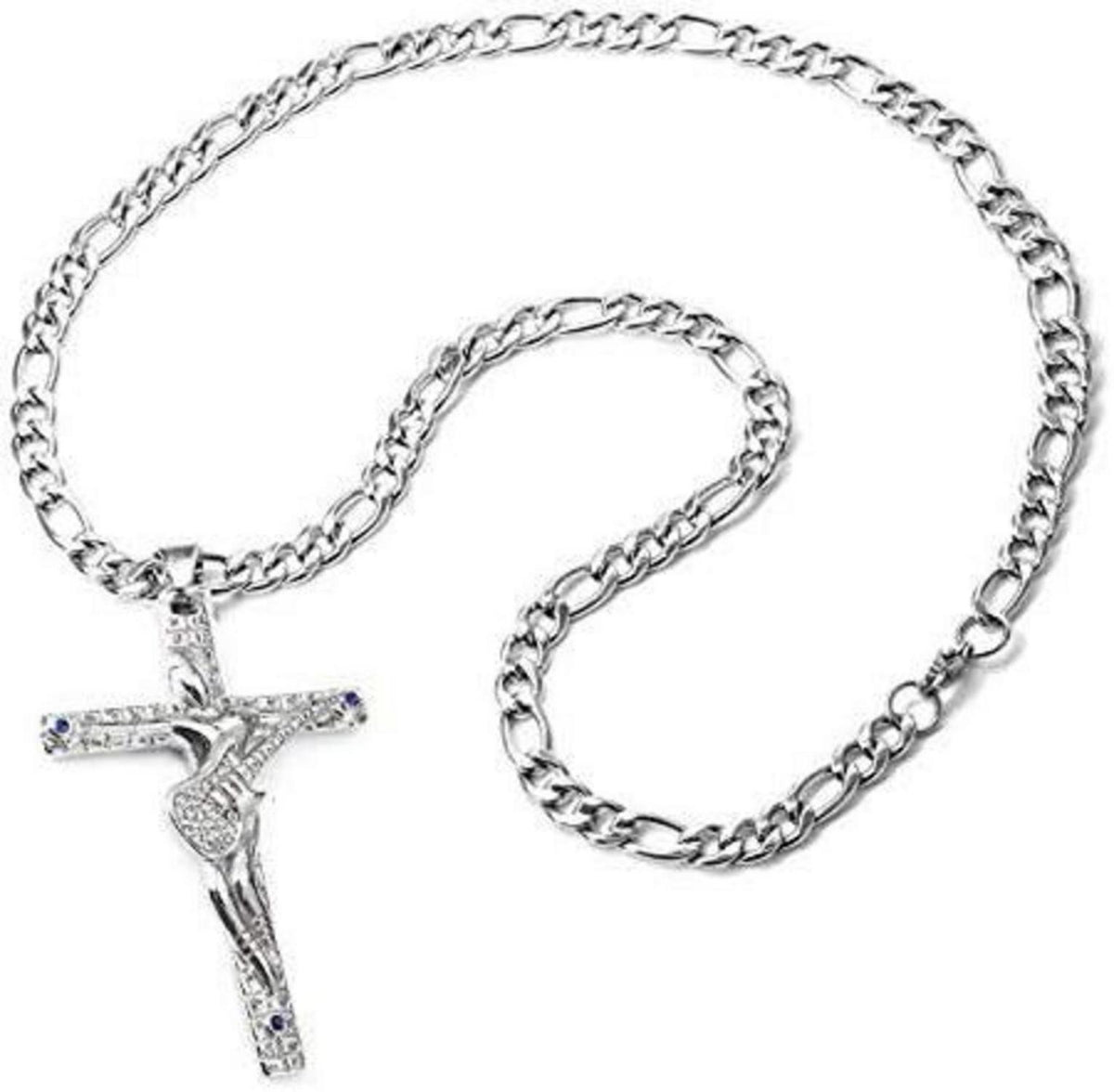 Johnny Hallyday Kreuz Anhänger Halskette Silber Herren Damen