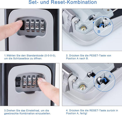Schlüsseltresor mit Bügel und Zahlencode, 4-Stellig für Draußen in