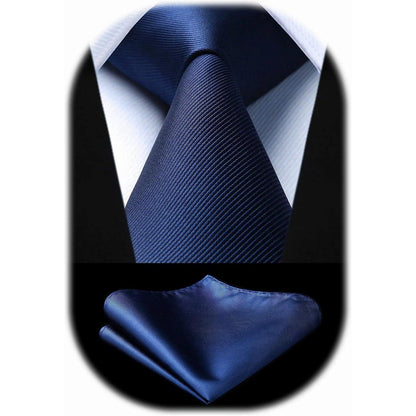 Krawatten-Set Herren mit Einstecktuch, Navy Blau
