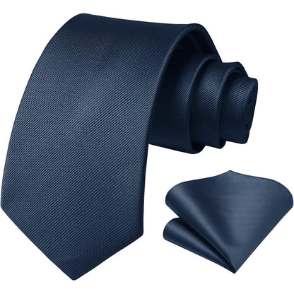 Krawatten-Set Herren mit Einstecktuch, Navy Blau