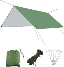 Wasserdichte Zeltplane für Camping und Hängematte 300x300 cm Grün