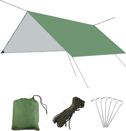 Wasserdichte Zeltplane für Camping und Hängematte 300x300 cm Grün
