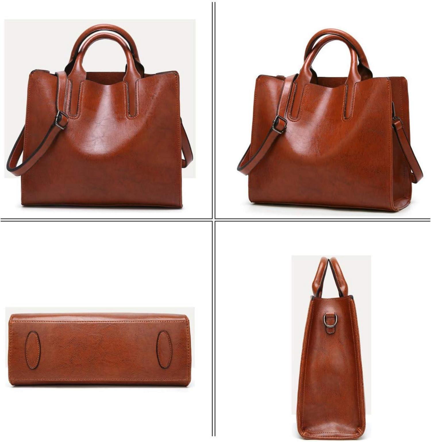 Coolives Damen Shopper Tasche aus PU-Leder Schultertasche Umhängetasche Quadrat Handtasche