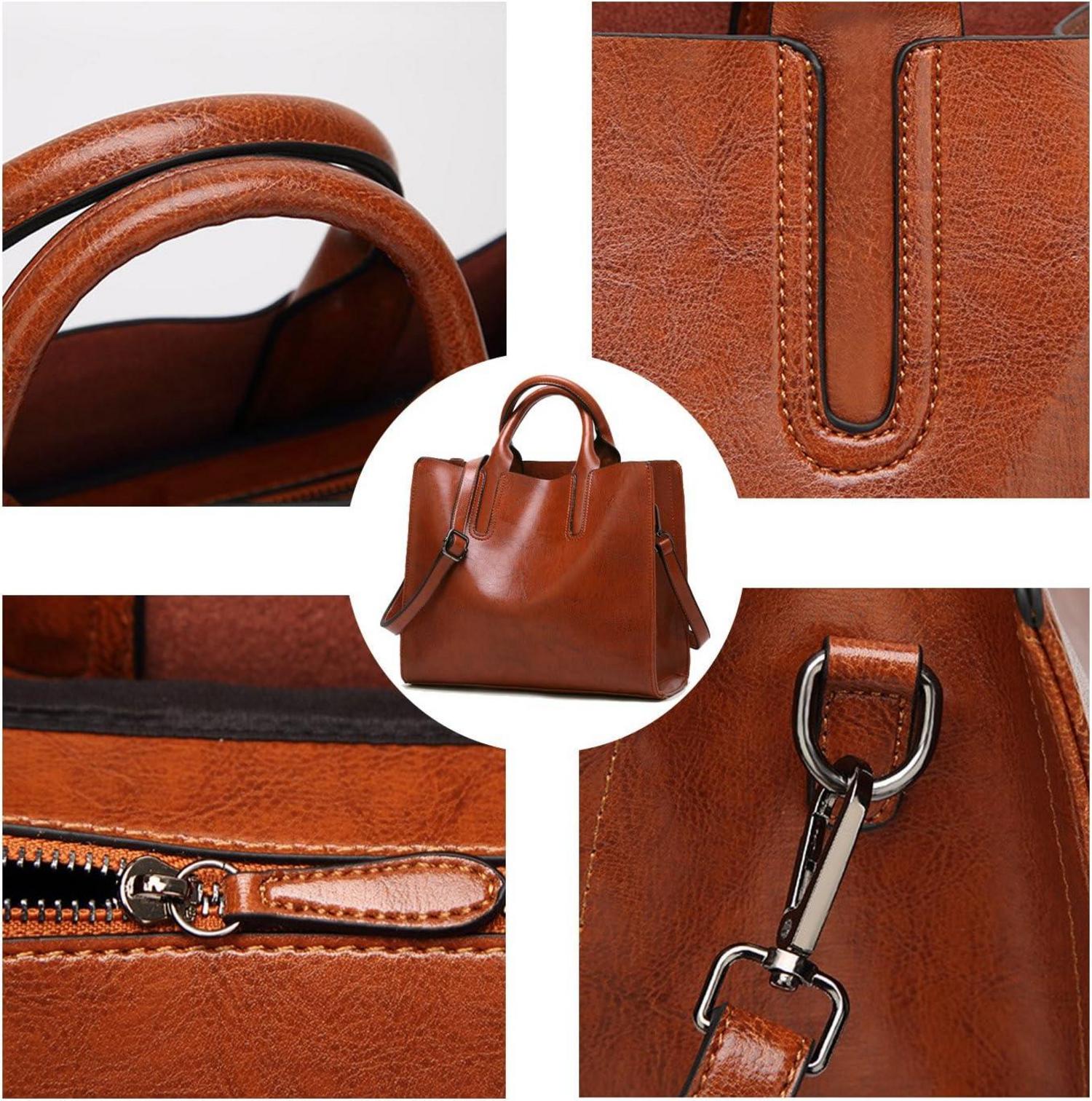 Damen PU-Leder Shopper Schultertasche Umhängetasche Handtasche