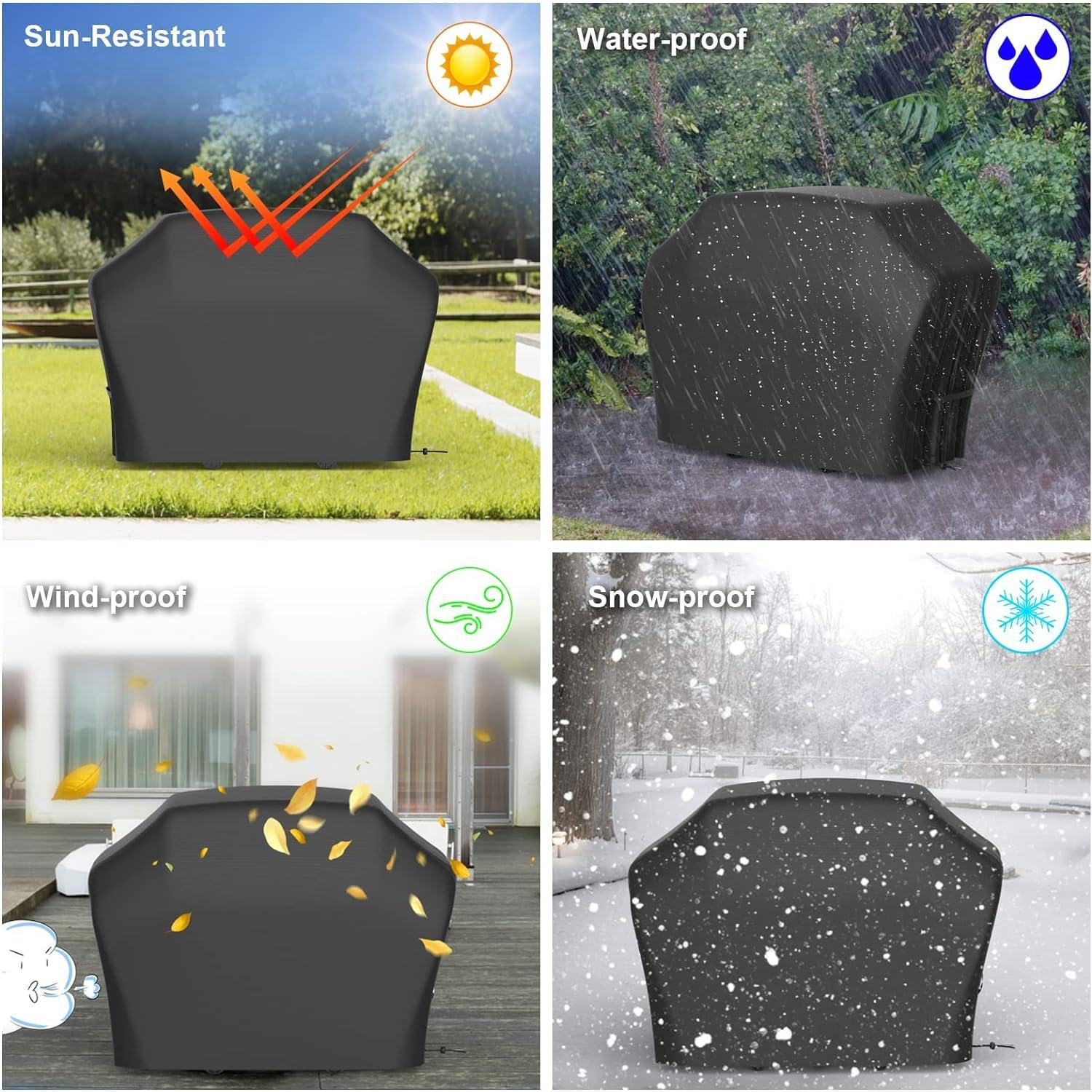 Grillabdeckung Oxford-Gewebe schwarz, wasserdicht, UV-Schutz 170x61x117cm