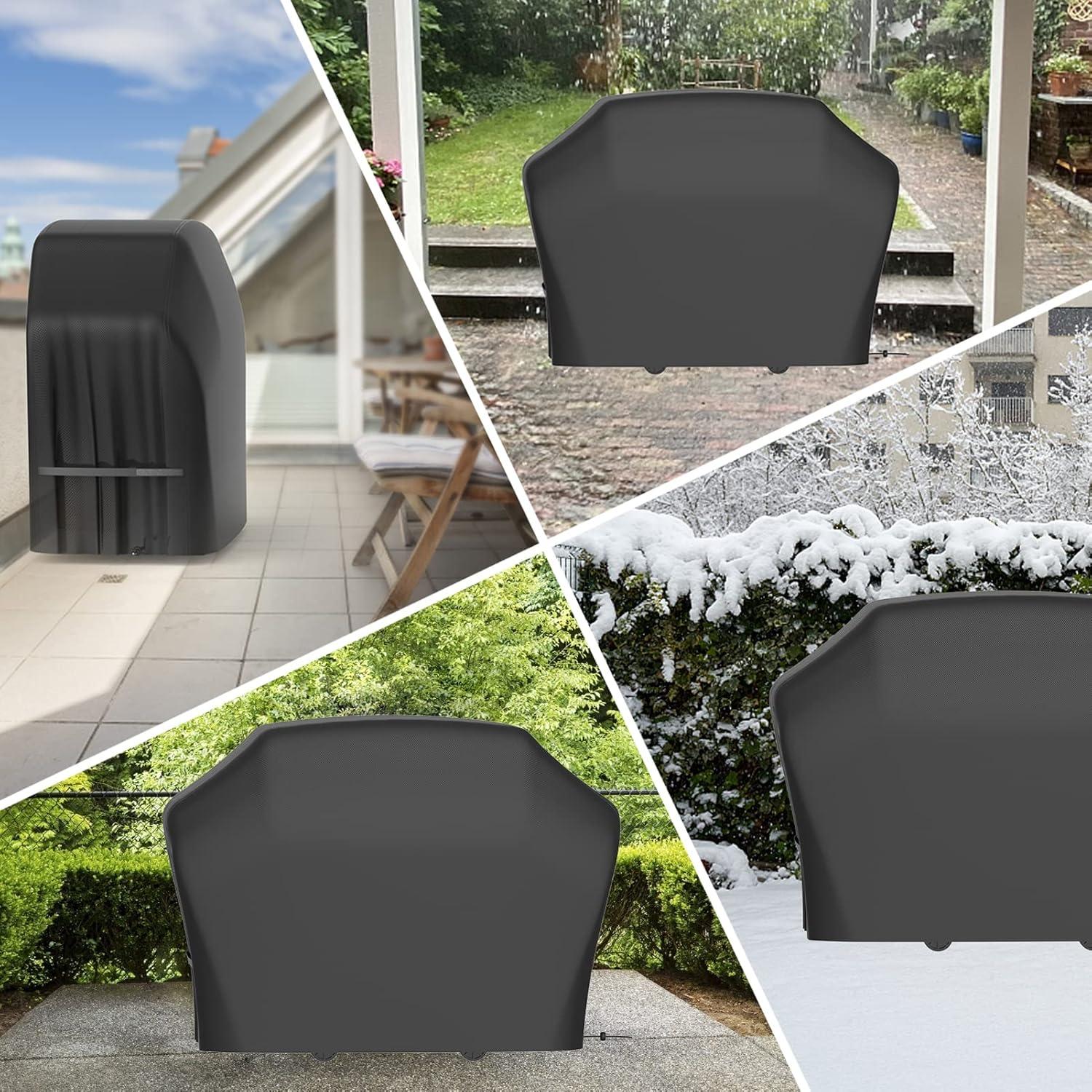 Grill Abdeckhaube 170x61x117cm Schwarz Oxford-Gewebe wasserdicht UV Outdoor