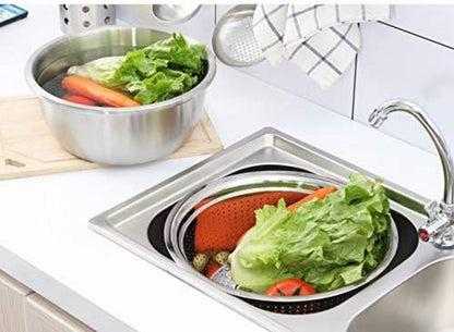 Edelstahl Seiher Rührschüssel Set Stapelbar Salatschüsseln 26cm