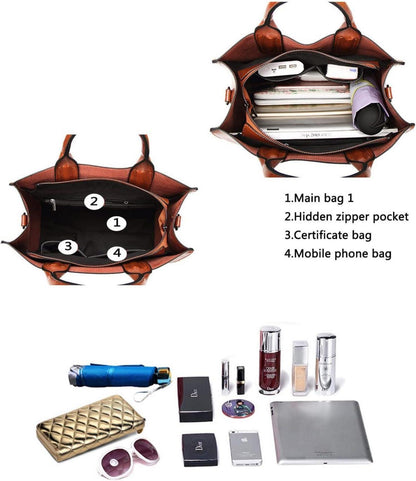 Damen Shopper PU-Leder Schultertasche Umhängetasche Handtasche EINWEG