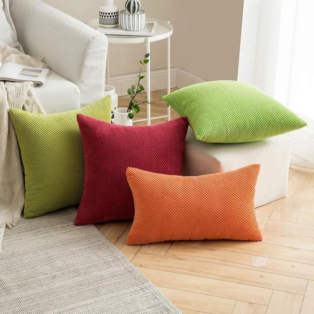 Apfelgrün Kissenbezug 40x40 cm - 2er Set, Sofakissen Deko