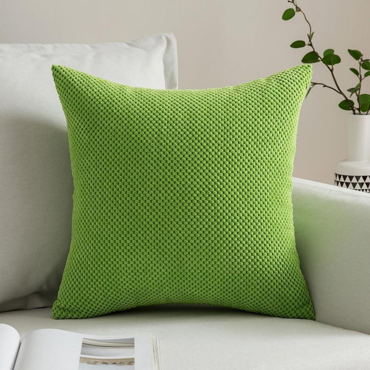 Apfelgrün Kissenbezug 40x40 cm - 2er Set, Sofakissen Deko