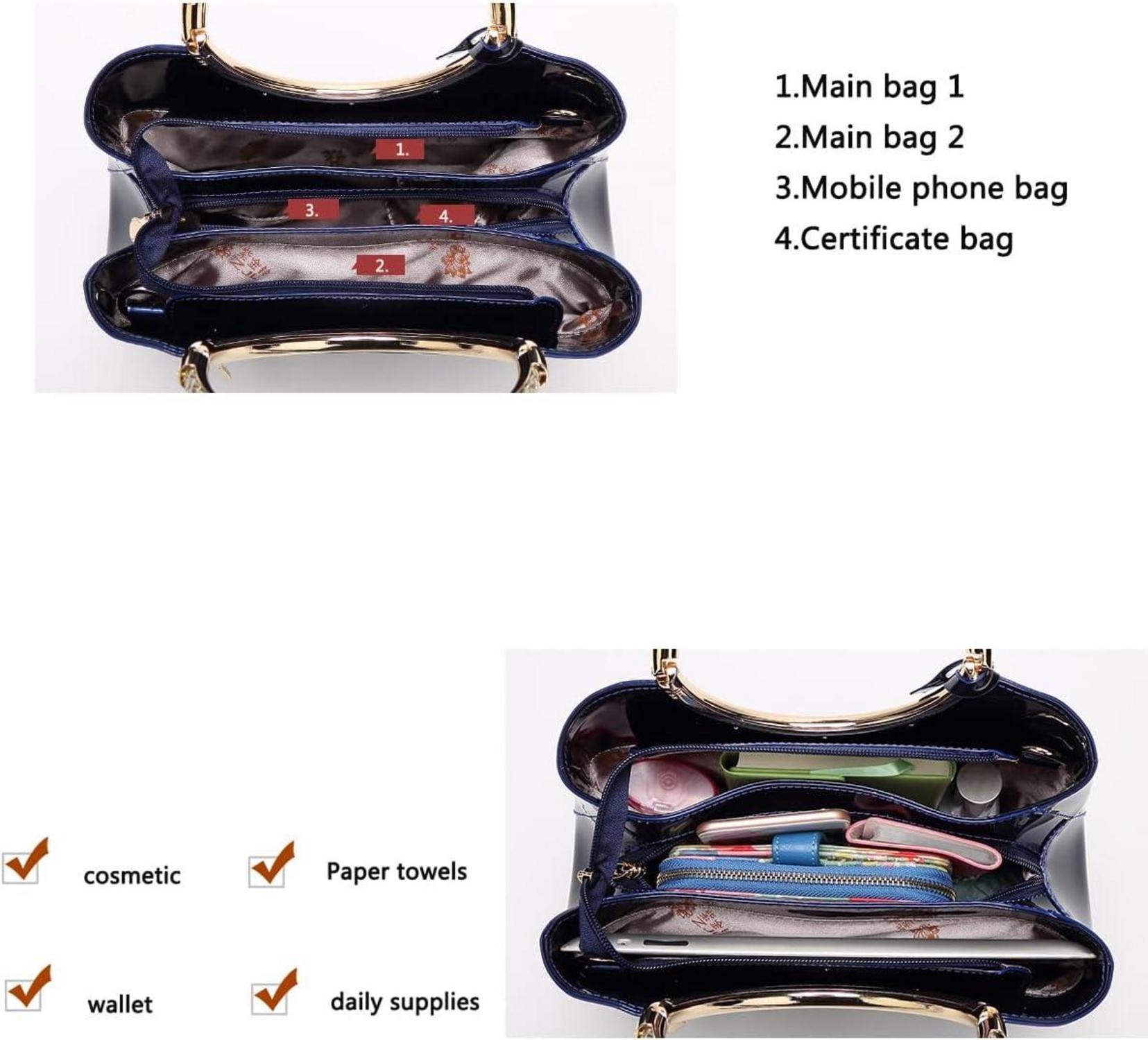 Damen Handtasche PU-Lackleder Henkeltasche Schultertasche