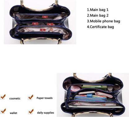 Damen Handtasche PU-Lackleder Henkeltasche Schultertasche