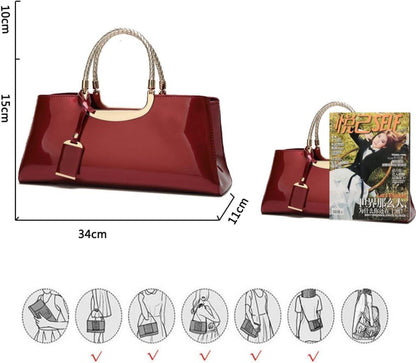 Coolives Damen Handtasche PU-Lackleder Henkeltasche Umhängetasche EINWEG