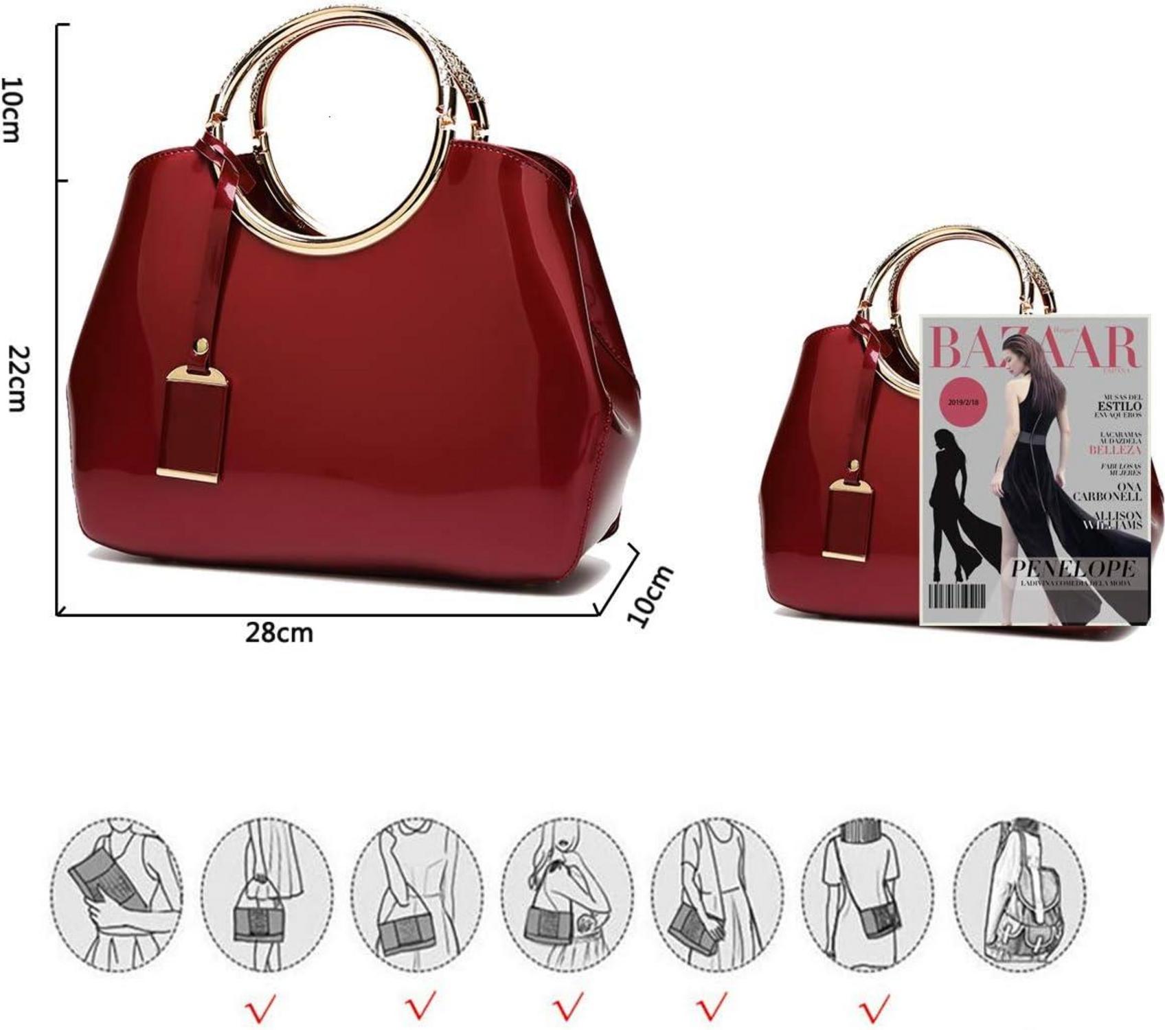 Damen Handtasche aus PU-Lackleder Hochzeit Abend Umhängetasche