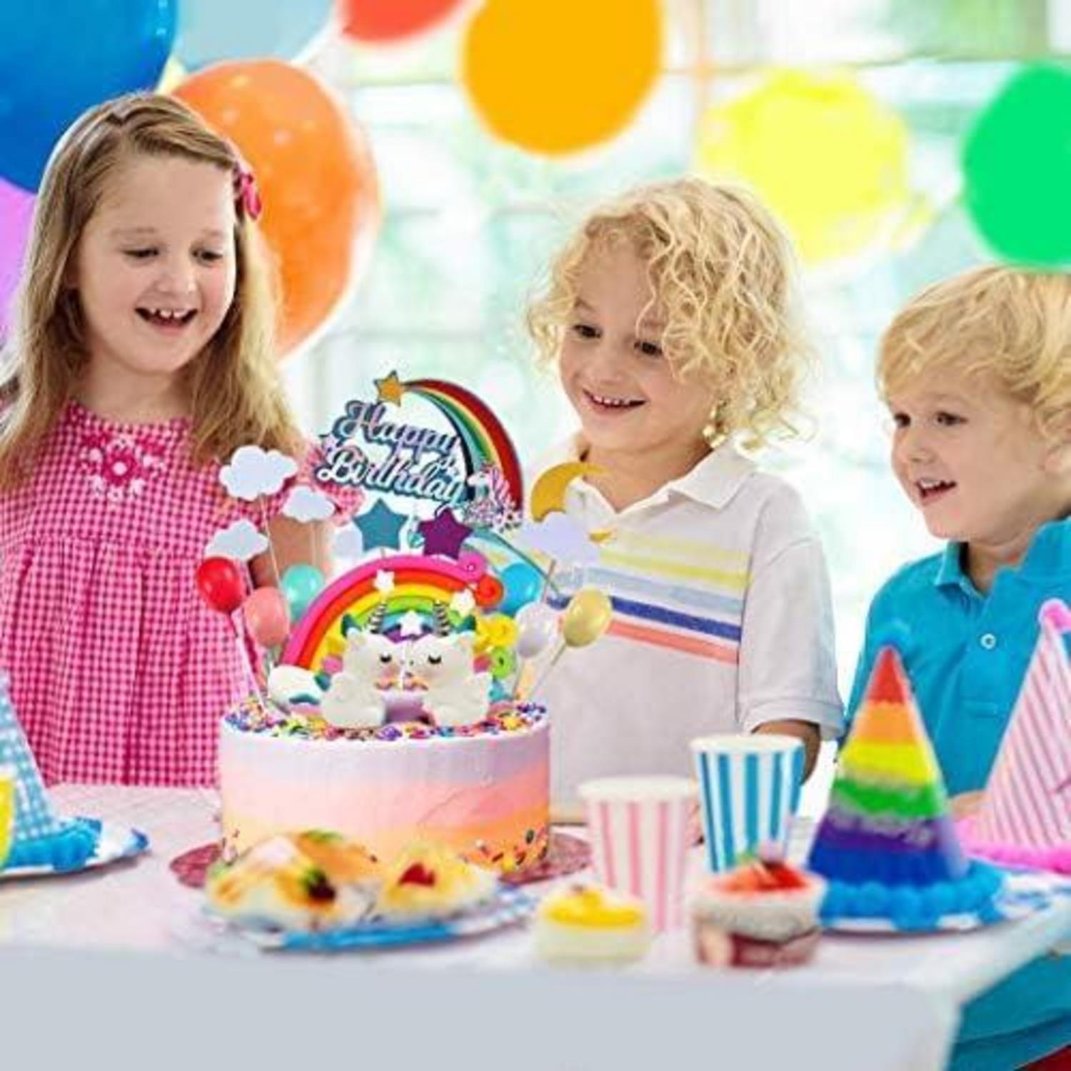Tortendeko Einhorn Regenbogen Happy Birthday Wolke Sterne Kuchenaufsatz