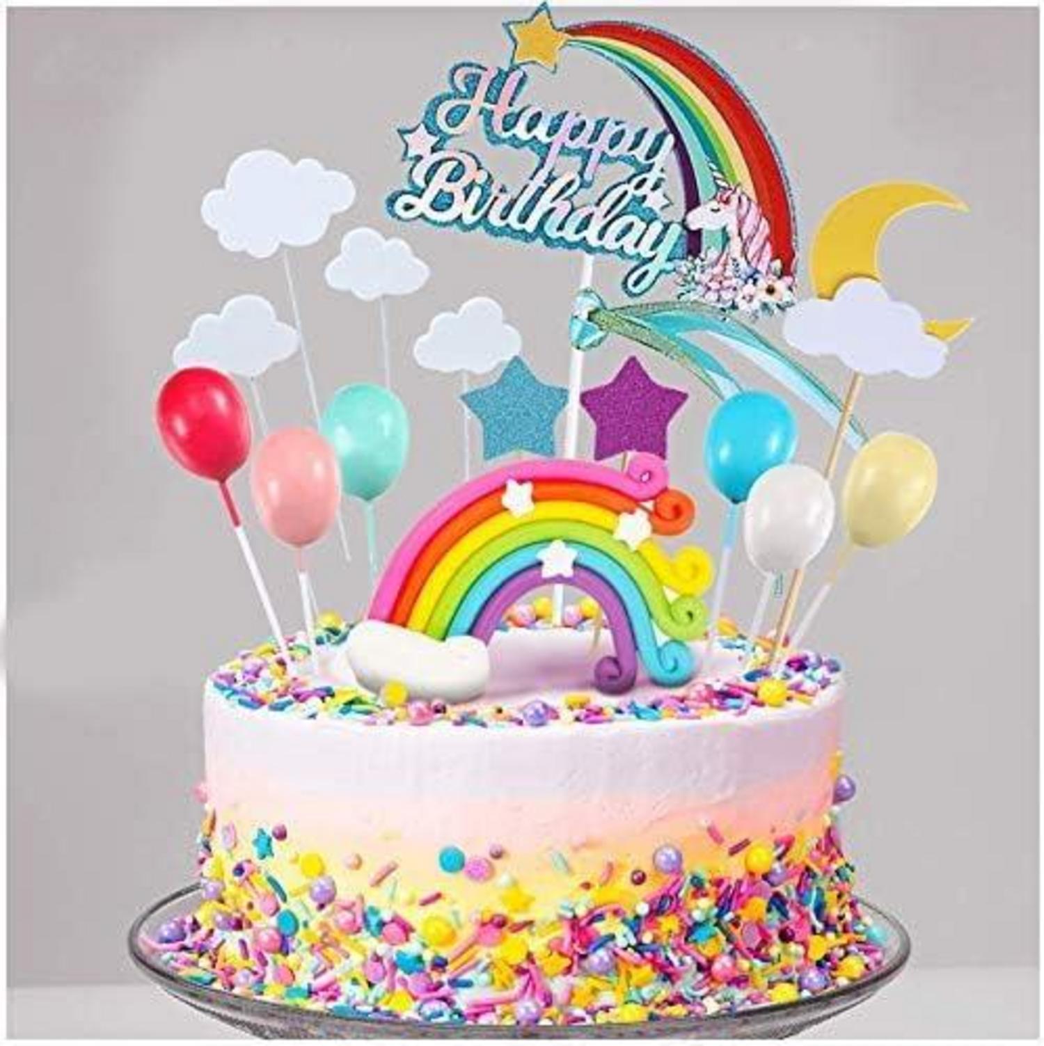 Tortendeko Set Einhorn Regenbogen Happy Birthday Wolke Sterne