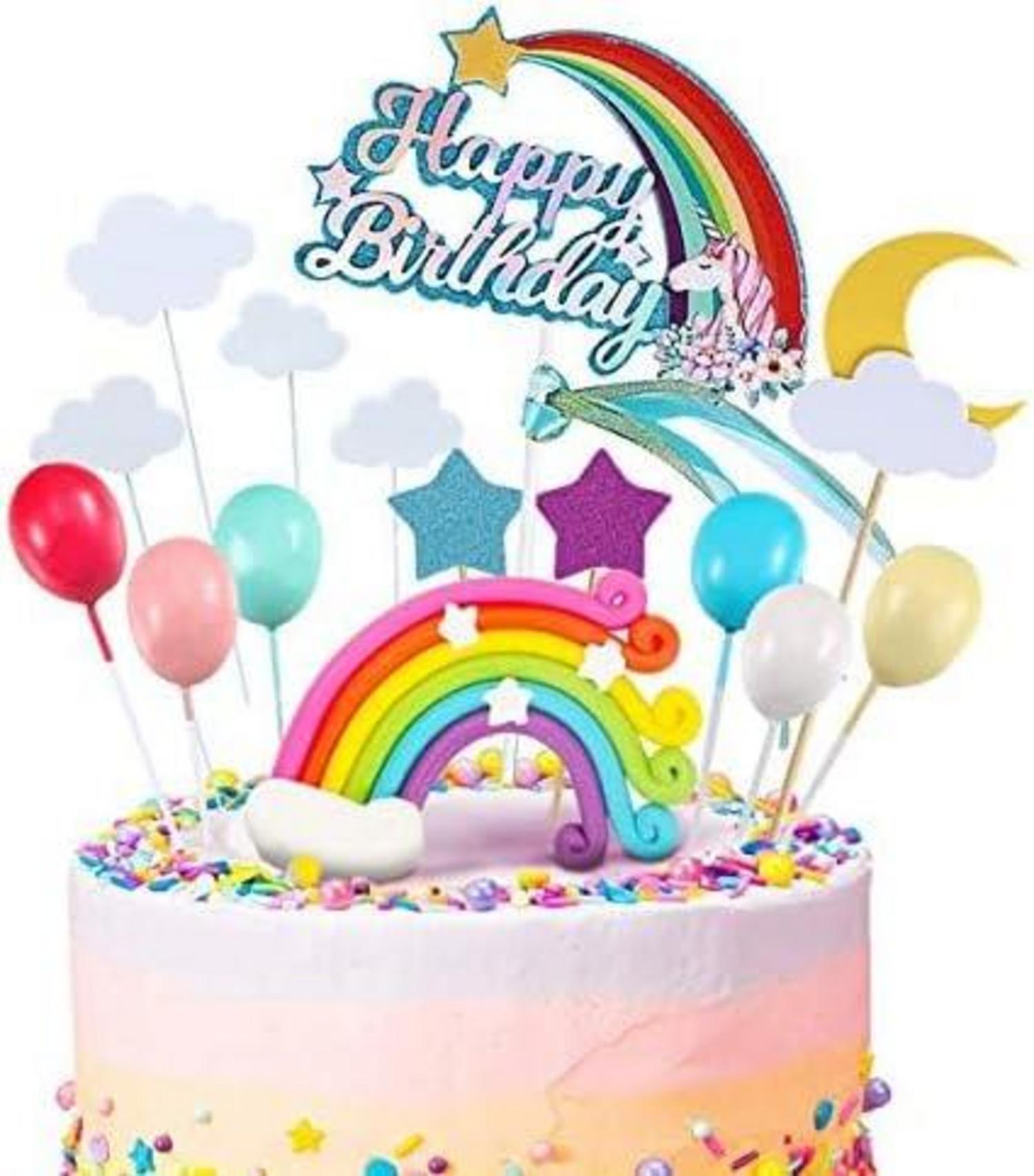Einhorn Geburtstag Kuchendeko Set Regenbogen Wolke Sterne