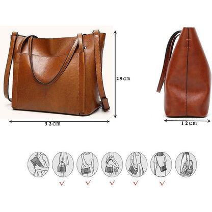 Damen Große Shopper Tasche aus PU-Leder mit Schulterriemen