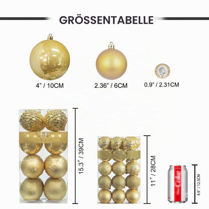 16 Goldene Weihnachtskugeln 10cm – Set für Weihnachtsbaum 2026