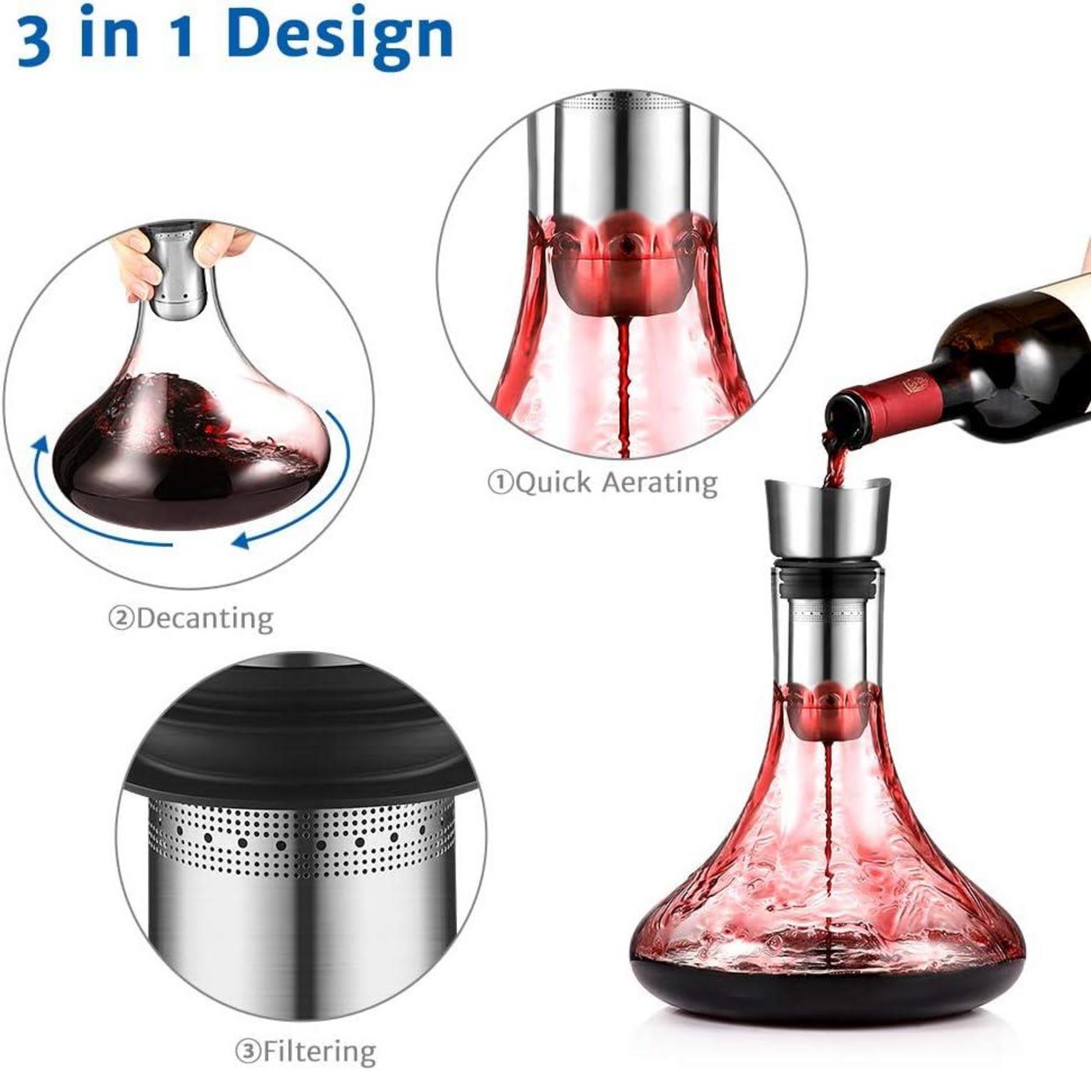 Kristallglas Wein Dekanter mit Aerator und Filter 1800ml