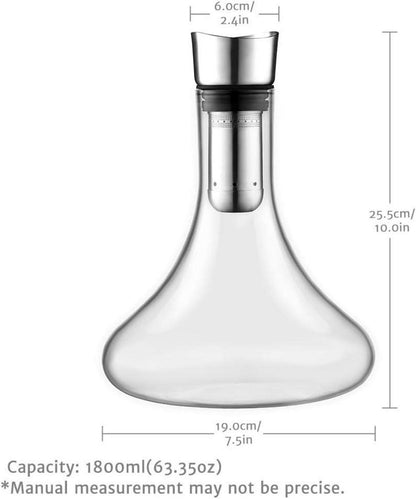 Glastal Wein Dekanter Kristallglas Belüfter Filter 1800ml Kapazität