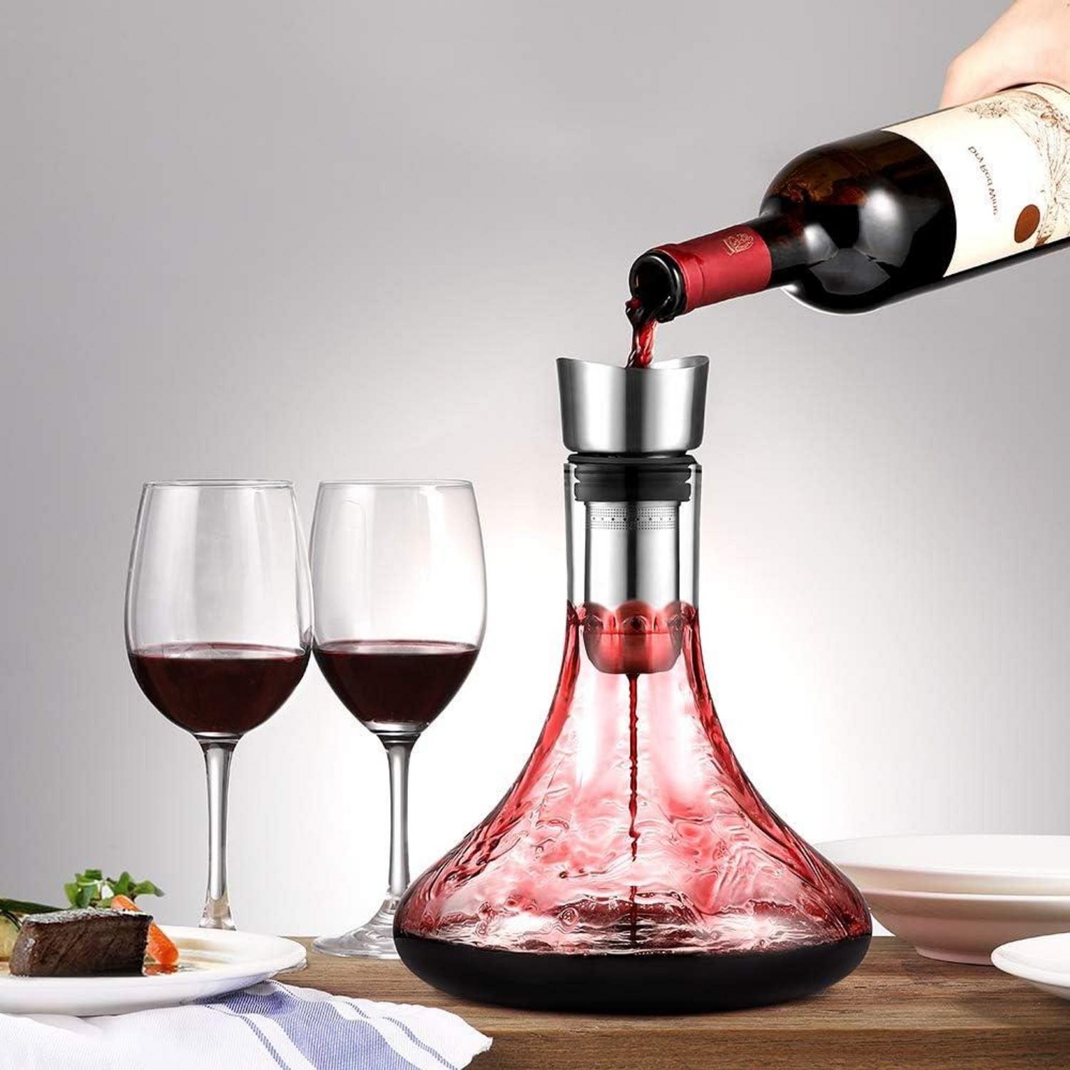 Glastal Wein Dekanter Kristallglas Belüfter Filter 1800ml Kapazität