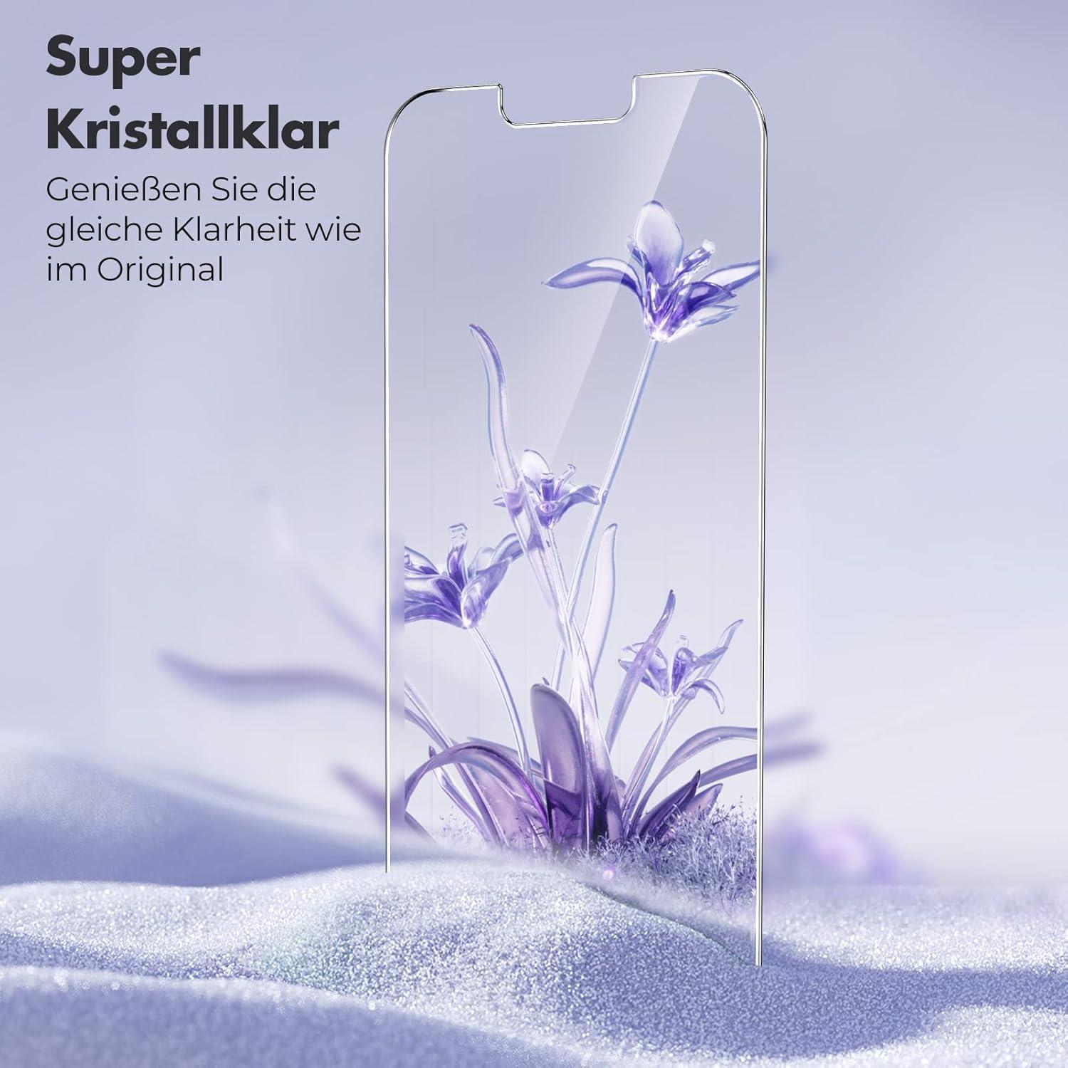 Schutzfolie für iPhone 14 13 Pro 9H Härte 3 Stück HD Klar 2.5D Glassschutz
