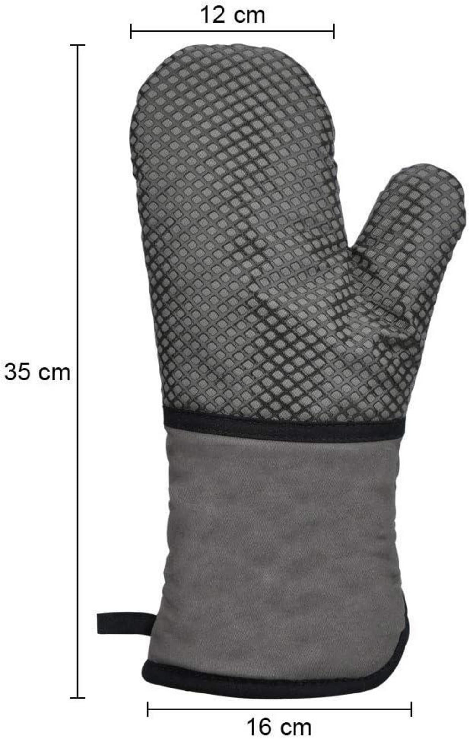 Hitzebeständiger Ofenhandschuh Lang Silikon-Beschichtet Anti-Rutsch Grau
